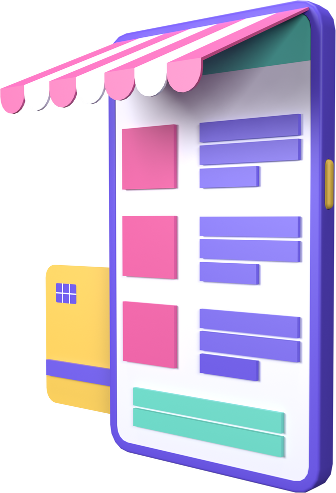 3D Rendering Mobile Online Shop Concept