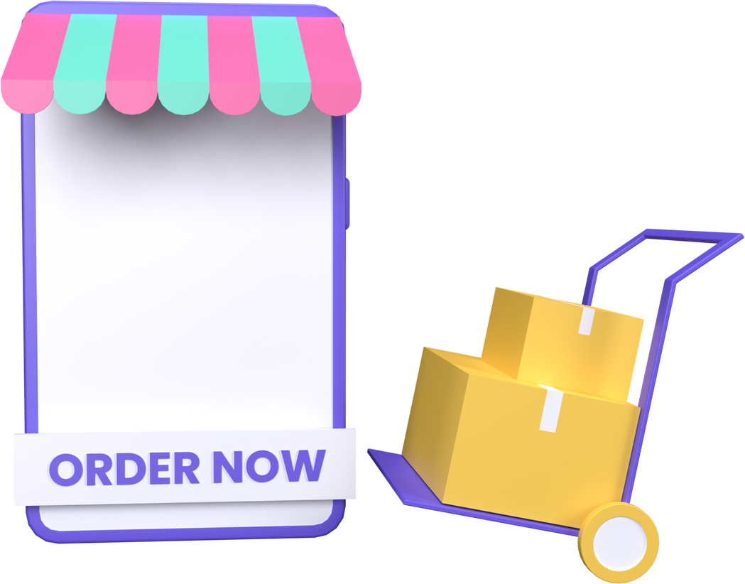 3D Rendering E-Commerce Concept With Mobile Store